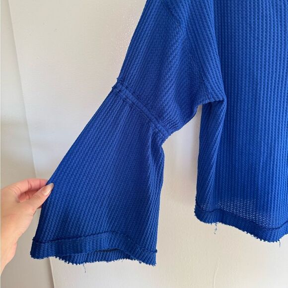 Free People Dahlia Waffle Bell Sleeve Long Sleeve Top Small - Picture 6 of 7